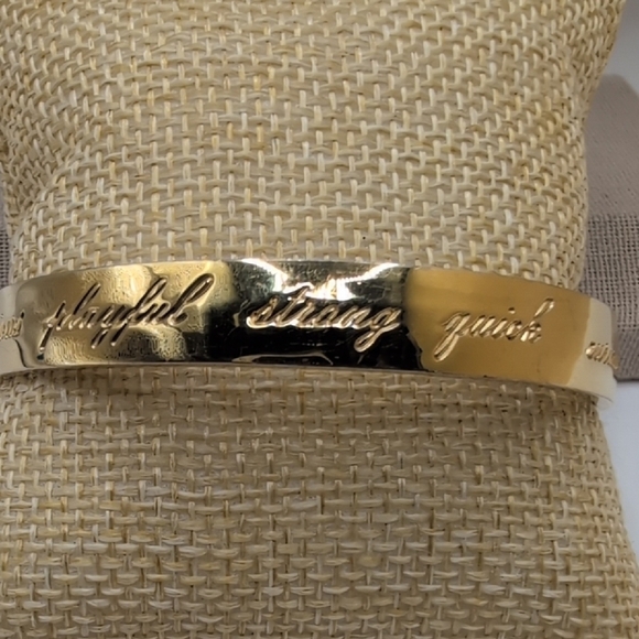 Kate Spade Gold Cuff Bracelet with Textured Finish and Engraving - Picture 5 of 7